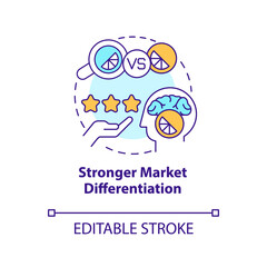 Stronger market differentiation concept icon. Market segmentation benefit abstract idea thin line illustration. Isolated outline drawing. Editable stroke. Arial, Myriad Pro-Bold fonts used