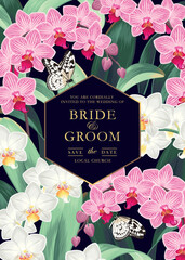 Vector wedding invitation with high detail orchids © olga_igorevna