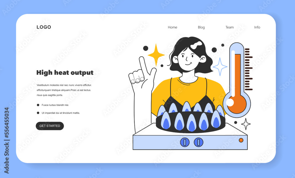 Poster high heat output as a benefit to using natural gas web banner or landing