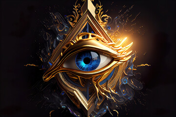 the golden eye of horus, generative ai - obrazy, fototapety, plakaty