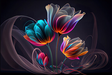 colorful abstract flower background, generative ai