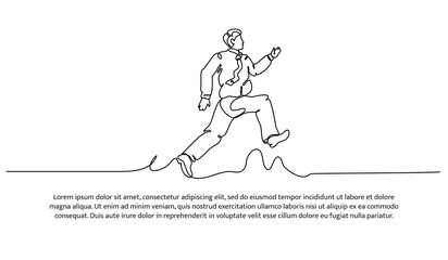 Continuous line design of workers walking happily. Work spirit design concept. Decorative elements drawn on a white background.
