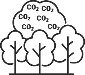 Capture and storage CO2 icon, CO2 recycling icon black vector