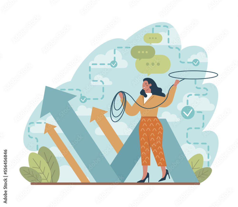 Poster challenge concept. character overcoming obstacles and hurdles