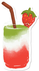 Hand drawn watercolor strawberry juice for summer element decoration.
