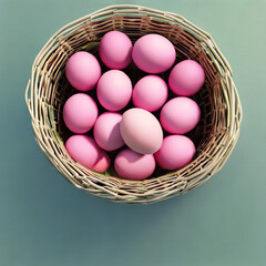 pink easter eggs in an easter basket