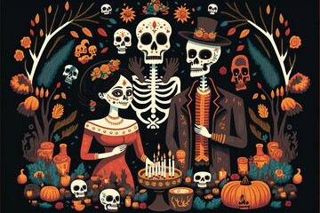 Day of dead festivel ,anniversary illustration ai generated
