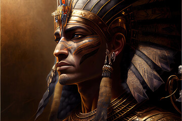 portrait of ancient egyptian pharao god - obrazy, fototapety, plakaty
