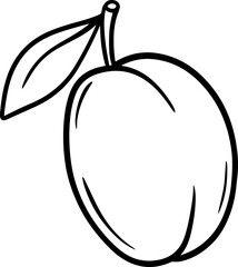 Illustration of a plum in a hand-drawn style.