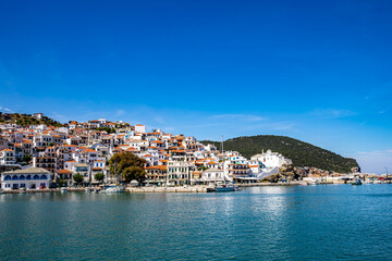 Fototapeta na wymiar Skopelos town on Skopelos island, Greece