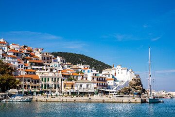 Fototapeta na wymiar Skopelos town on Skopelos island, Greece