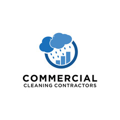 cleaning service building logo with cloud rain concept