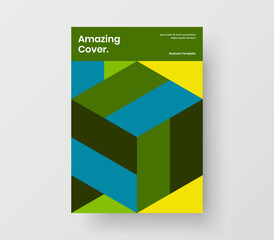 Modern cover vector design template. Multicolored mosaic hexagons leaflet illustration.