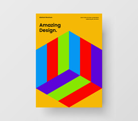 Amazing corporate brochure A4 vector design illustration. Minimalistic mosaic shapes company cover template.