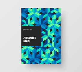 Colorful geometric pattern annual report illustration. Creative pamphlet A4 design vector template.