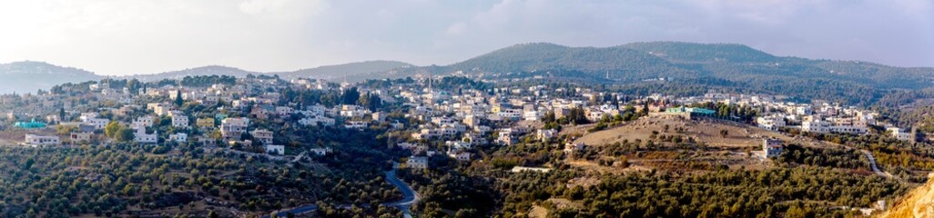 Fototapeta na wymiar بلدة الكتة وجبالها - الاردن- Alkettah with mountains- Jordan