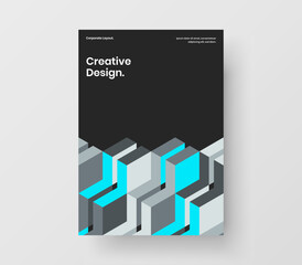 Original postcard vector design template. Multicolored geometric shapes booklet layout.