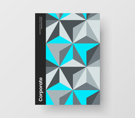 Fototapeta premium Modern magazine cover A4 design vector template. Creative mosaic hexagons pamphlet layout.