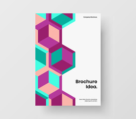 Fototapeta premium Clean mosaic shapes magazine cover illustration. Original handbill vector design layout.