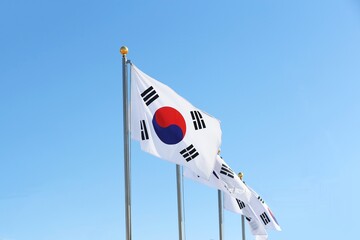 The Korean flag photographed at the Independence Hall of Kore