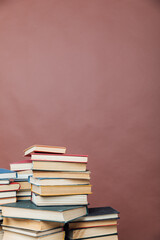 stacks of books for teaching and reading education in the university library