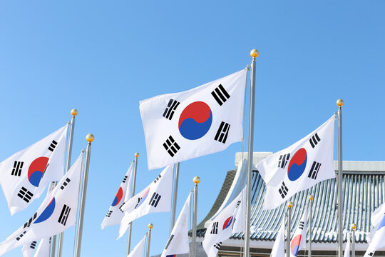 The Korean flag photographed at the Independence Hall of Kore