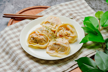 kimchimandu, Korean Kimchi dumpling : Kimchi dumplings are stuffed with a filling of chopped kimchi, bean curd, and vegetables. They are the most popular type of dumpling among Koreans.