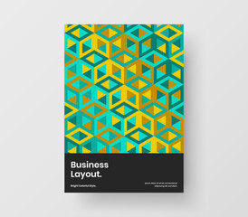 Simple corporate brochure A4 design vector template. Premium geometric tiles annual report layout.
