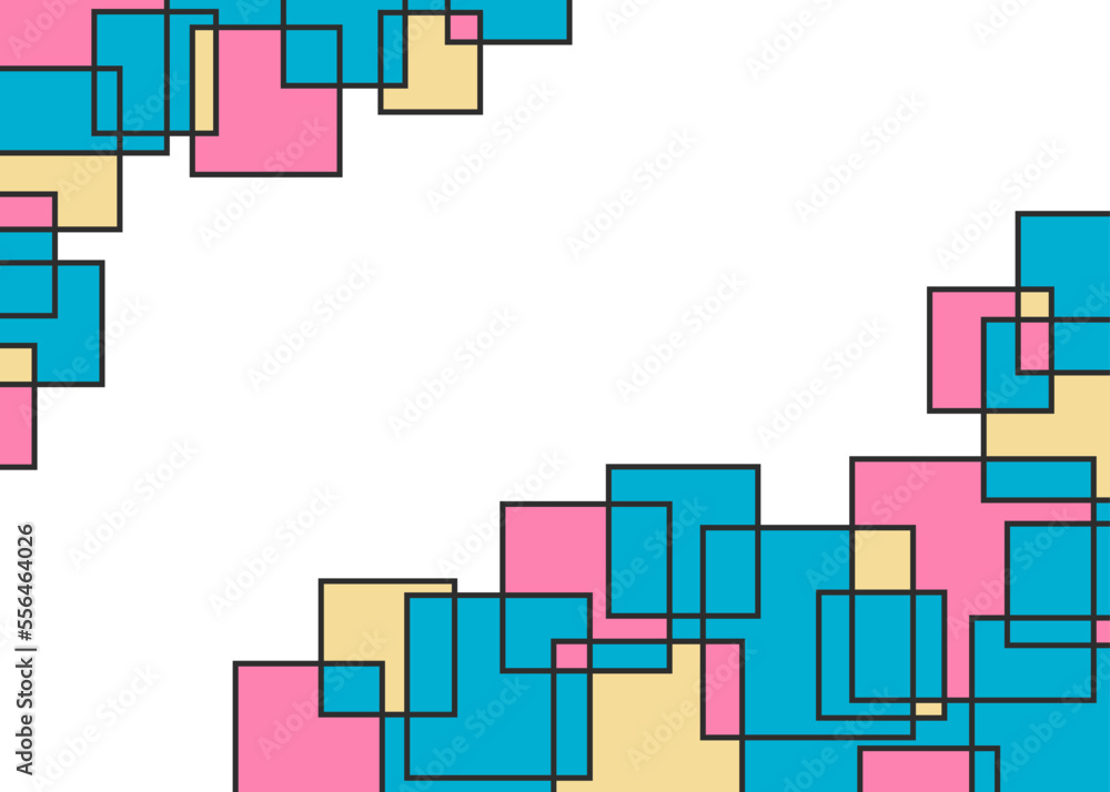 Poster minimalist background with colorful overlapping square pattern and with some copy space area