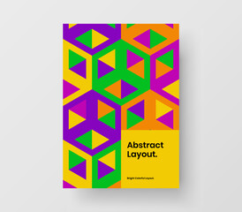 Multicolored booklet A4 vector design template. Abstract mosaic pattern corporate identity illustration.