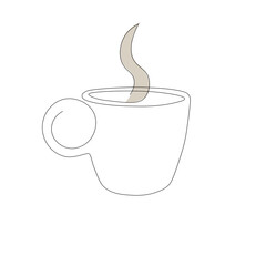 illustration of a cup with smoke. continuous line art or single line. EPS 10 vector