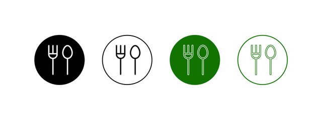 Fork, and spoon set icon. Dinner service in flat style - stock vector.