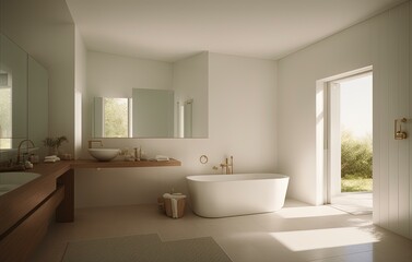 Naklejka na ściany i meble modern bathroom with white tiles