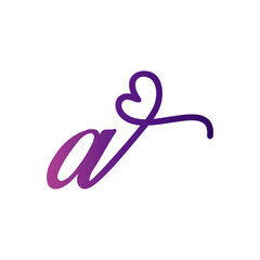Initial A logo vector design, abstract art heart