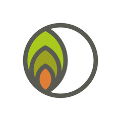 Leaf logo vector design, abstract art circle