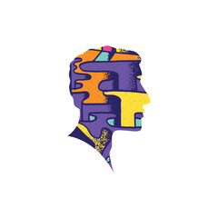 Art illustration design concept head human with abstract colorful of men