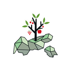 Abstract art fruit, tree, stone logo vector design