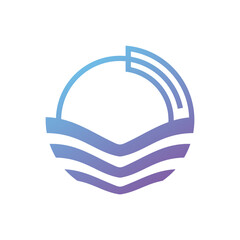sea ​​waves abstract art vector logo design