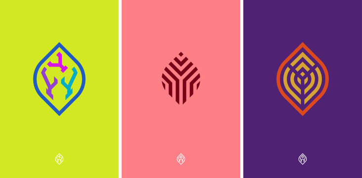 YYY Elliptical organic leaf monogram. Logo that is suitable for your company such as business consulting, accounting and finance, personal brand, retail, real estate etc.