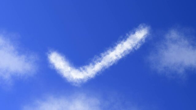 Checkmark or Check List with Cloud Effect Symbol Animation on Blue Sky
