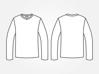Art illustration design clothes concept fashion wear isolated mock up of male t shirt long sleeve v neck