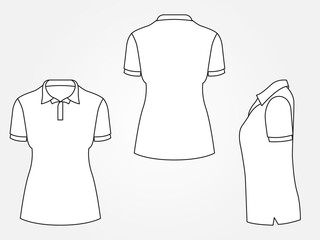 Art illustration design clothes concept fashion wear isolated mock up of female t shirt polo slim fit body