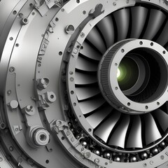 beautiful aircraft engine, with propeller and turbine, fantasy, abstraction, ai