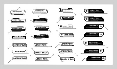 Vector sets digital callouts layout template. Digital information labels, callout bar label and source for advertising. Vector elements