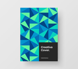 Modern catalog cover A4 vector design illustration. Clean geometric shapes corporate identity template.