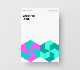 Fototapeta premium Trendy handbill vector design illustration. Vivid geometric hexagons journal cover concept.