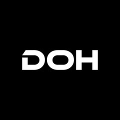 DOH letter logo design with black background in illustrator, vector logo modern alphabet font overlap style. calligraphy designs for logo, Poster, Invitation, etc.