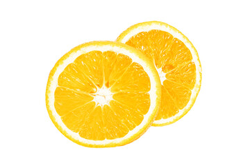 Orange citrus fruit, round slices isolated on transparent background