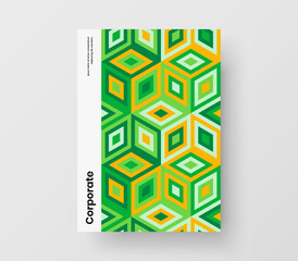 Simple corporate brochure vector design concept. Premium geometric hexagons presentation illustration.