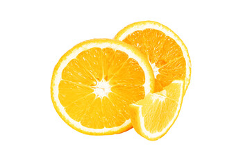Orange citrus fruit, round slices isolated on transparent background